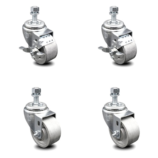 Service Caster 3 Inch Semi Steel Wheel Swivel 12mm Threaded Stem Caster Brake SCC, 2PK SCC-TS20S314-SSS-M1215-2-TLB-2 - main